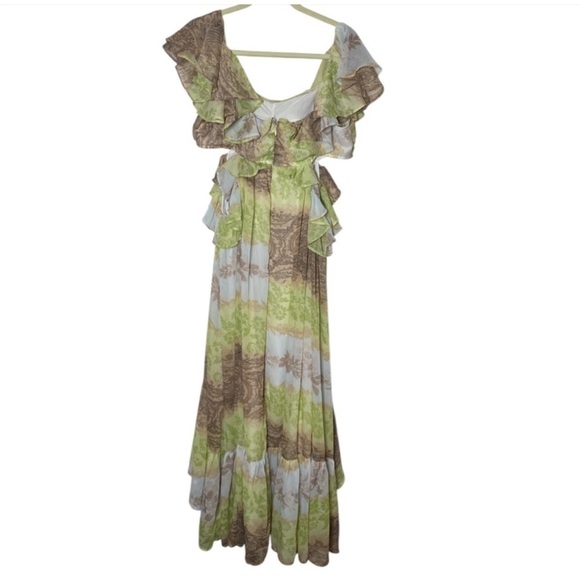 ASOS Design Ruffle Cut Out Off The Shoulder Maxi Dress Hi Lo Hem Size 4 New - Picture 6 of 7